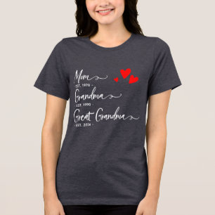 Trendy Custom Year Mum Grandma Great GrandmT-Shirt Tri-Blend Shirt