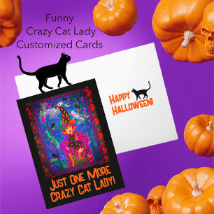 Trendy Customised Crazy Cat Lady Witch Halloween  Postcard