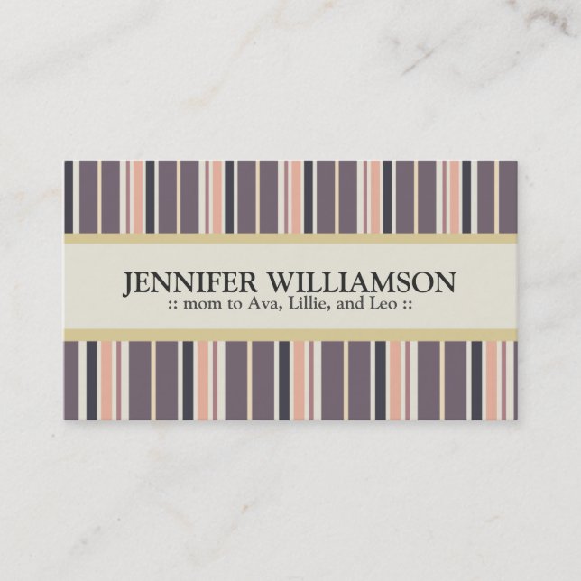 Trendy Customised Mummy Calling Cards Stripes : 03 (Front)