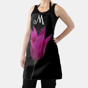 Trendy customizable M pink purple tulip flower Apron