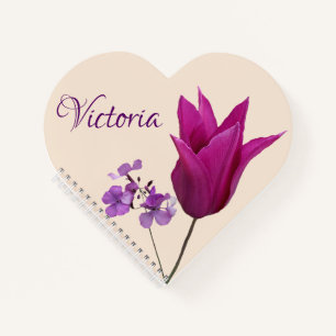 Trendy Customizable V name Victoria purple flower  Notebook