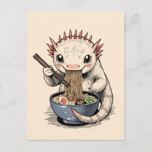Trendy Cute Axolotl eating ramen Japanese  Postcard