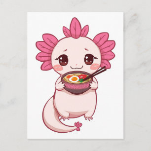 Trendy Cute Axolotl eating ramen Japanese Postcard