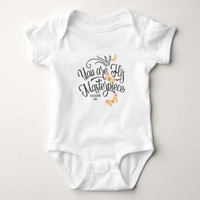 Trendy Cute Baby Clothes With Bible Quote Baby Bodysuit (Front)