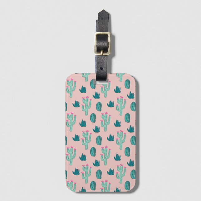 Trendy Cute Cactus Drawing Pattern Luggage Tag (Front Vertical)