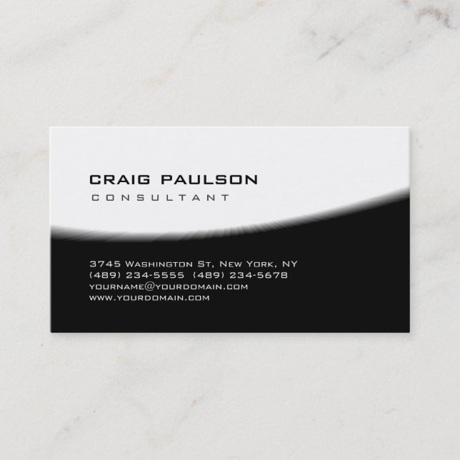 Trendy Cute Chic Black White Spiral Business Card (Front)