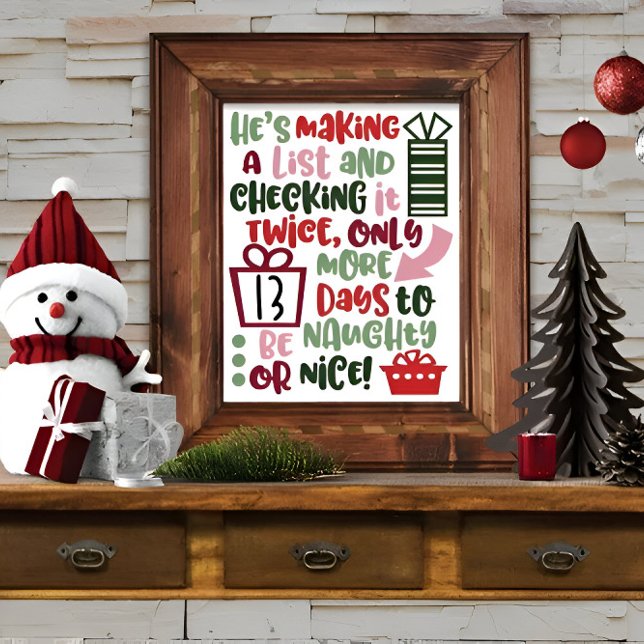 Trendy Cute Christmas Countdown Typography Quote Poster (Creator Uploaded)