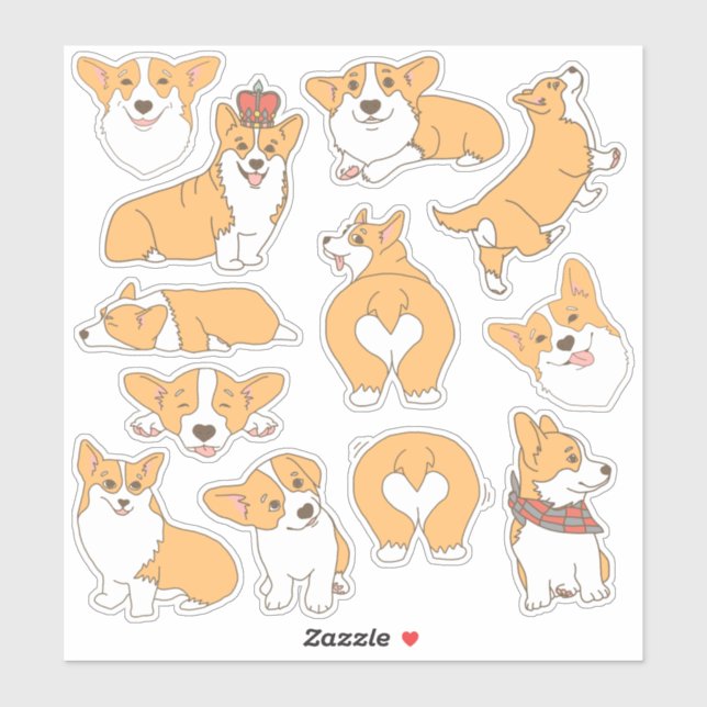 Trendy Cute Corgi Dog Illustrations (Sheet)
