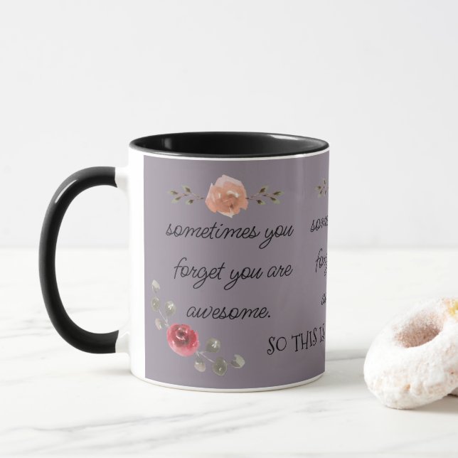 Trendy & Cute Floral You Are Awesome Coffee  Mug (With Donut)