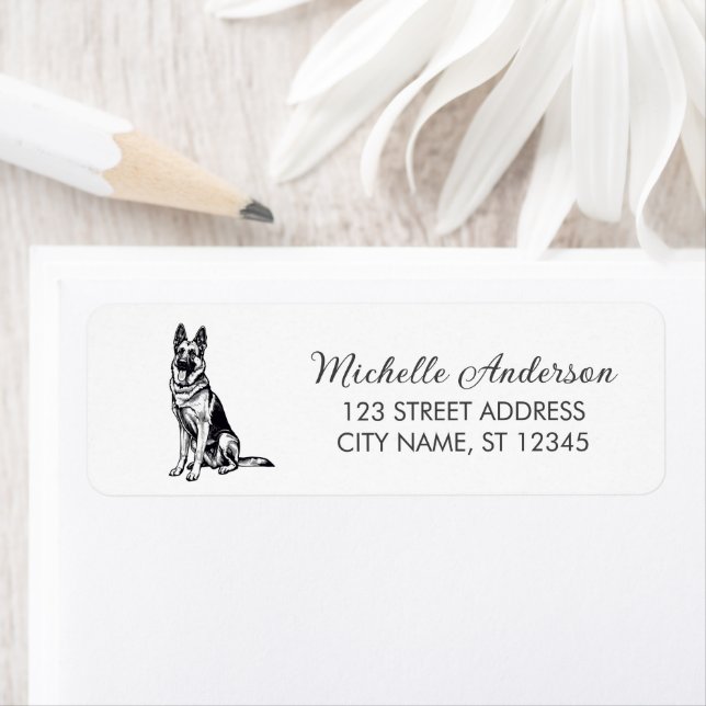 Trendy Cute German Shepherd Dog Return Address     Label (Insitu)