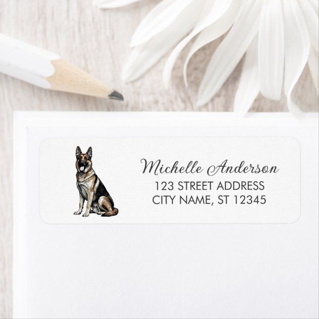 Trendy Cute German Shepherd Dog Return Address     Label (Insitu)