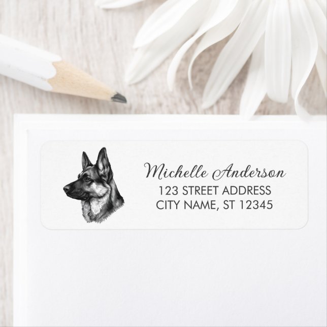 Trendy Cute German Shepherd Dog Return Address     Label (Insitu)