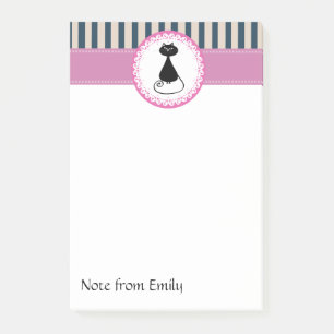 Trendy cute girly cartoon funny black cat post-it notes