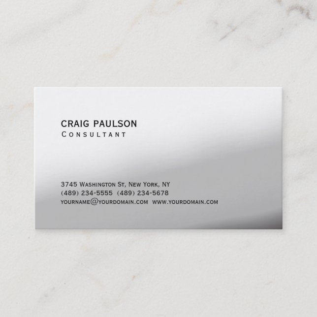 Trendy Cute Grey White Chic Business Card (Front)
