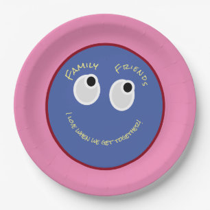 Trendy Cute ,Happy Face with custom colours  Paper Plate