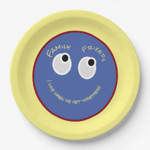 Trendy Cute ,Happy Face with custom colours  Paper Plate