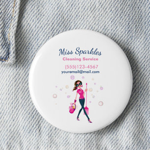 Trendy Cute Housecleaning Maid Service Business 6 Cm Round Badge