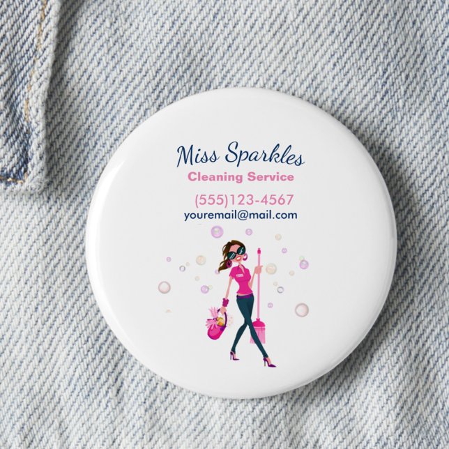 Trendy Cute Housecleaning Maid Service Business 6 Cm Round Badge (Creator Uploaded)