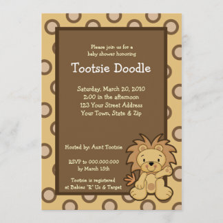 Trendy Cute Jungle Lion 5x7 Baby Shower Invitation