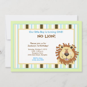 Trendy Cute Lion 1st Birthday 5x7 Invitation