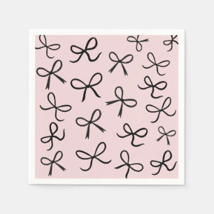 Trendy Cute Little Black Bows White Napkin