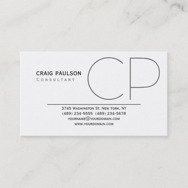 Trendy Cute Monogram Black White Business Card (Front)