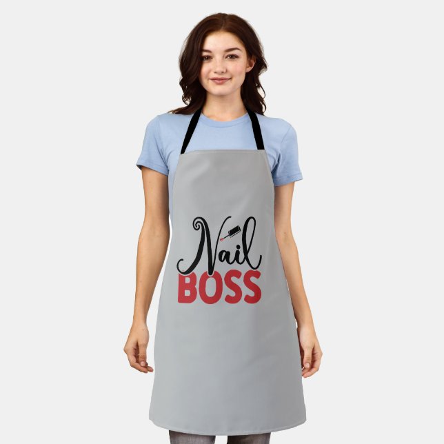 Trendy Cute Nail Boss Nail Salon Apron (Worn)