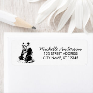 Trendy Cute Panda Bear Return Address   Label