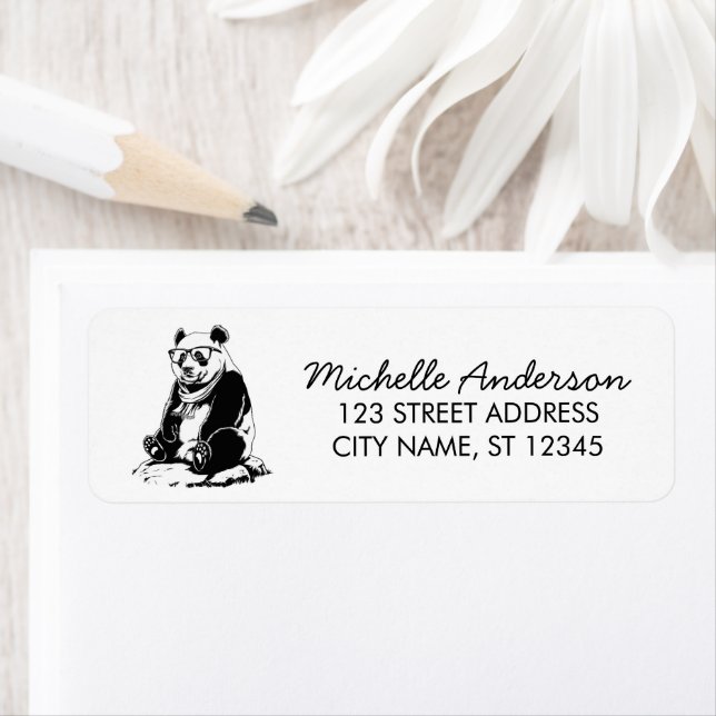 Trendy Cute Panda Bear Return Address   Label (Insitu)