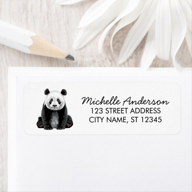 Trendy Cute Panda Bear Return Address   Label (Insitu)