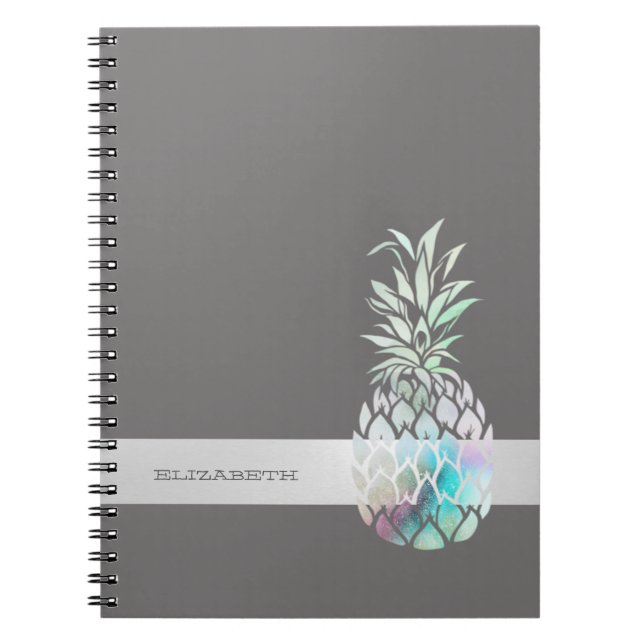 Trendy Cute  Pineapple,Stripe  -Personalised  Notebook (Front)