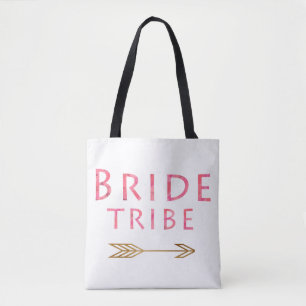 trendy cute pink bride tribe gold arrow design tote bag