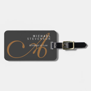 Trendy Cute Plain Monogram Attorney Luggage Tag