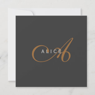 Trendy Cute Plain Monogram Initial Name