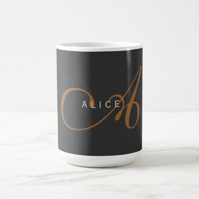 Trendy Cute Plain Monogram Initial Name Coffee Mug (Center)