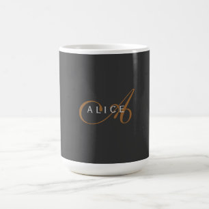 Trendy Cute Plain Monogram Initial Name Coffee Mug
