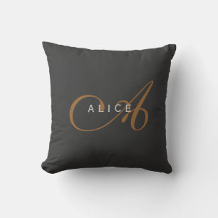 Trendy Cute Plain Monogram Initial Name Cushion