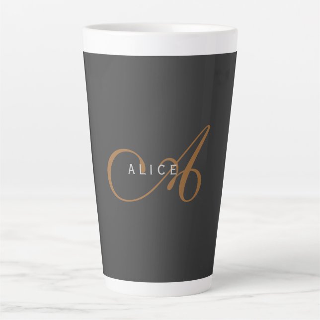 Trendy Cute Plain Monogram Initial Name Latte Mug (Front)