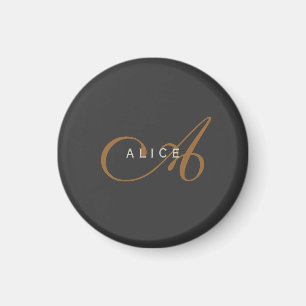 Trendy Cute Plain Monogram Initial Name Magnet