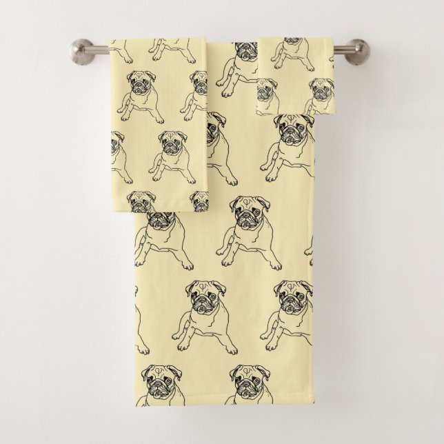 Trendy Cute Pug Dog Towel Set (Insitu)