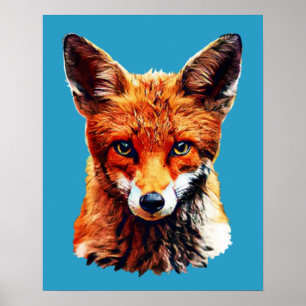 Trendy Cute Red Fox Head Poster