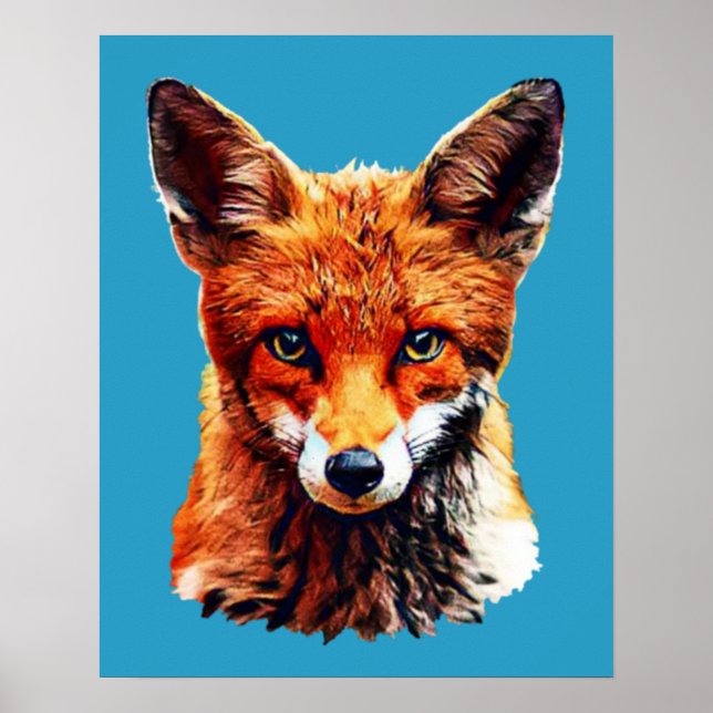 Trendy Cute Red Fox Head Poster (Front)