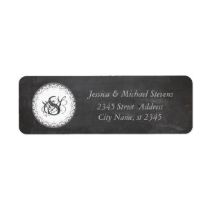 Trendy cute romantic chalkboard wedding monogram return address label