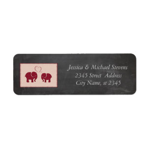 Trendy cute romantic elephants in love chalkboard return address label