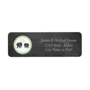 Trendy cute romantic elephants in love chalkboard return address label