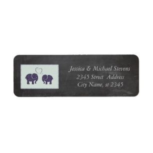 Trendy cute romantic elephants in love chalkboard return address label