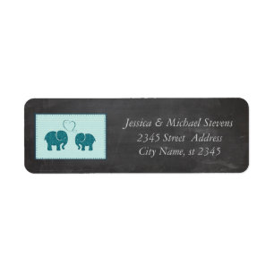 Trendy cute romantic elephants in love chalkboard return address label
