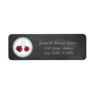 Trendy cute romantic ladybugs in love chalkboard return address label