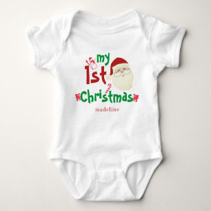 Trendy Cute Santa Claus My First Christmas Newborn Baby Bodysuit