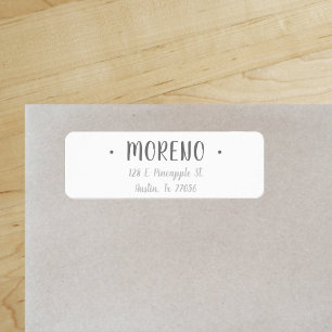 Trendy Cute Stylish Grey Script Return Address Label